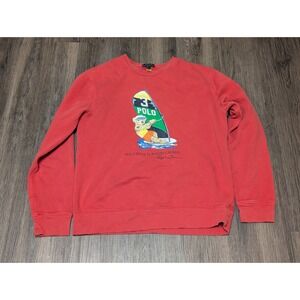 Polo Ralph Lauren‎ Bear Sweatshirt Windsurfing Graphic Kids Size XL READ